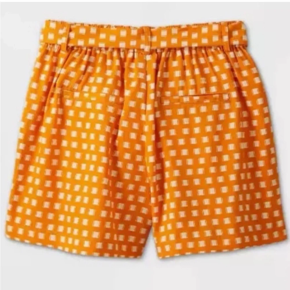 a new day Orange Gingham Tie-Waist High-Waist Women’s Shorts
